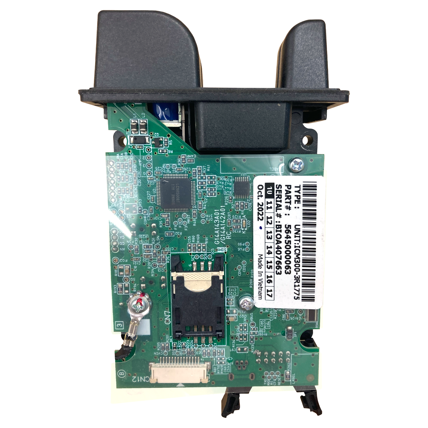 Sold by Miele Manufacturing (Miele MFG). Hyosung 5400 EMV Card Reader and Bezel. New, never used Hyosung ATM Card Reader. Hyosung 5400 ATM. 5645000063; BIOA407663; ICM300-3R1775; IFM300-0400.