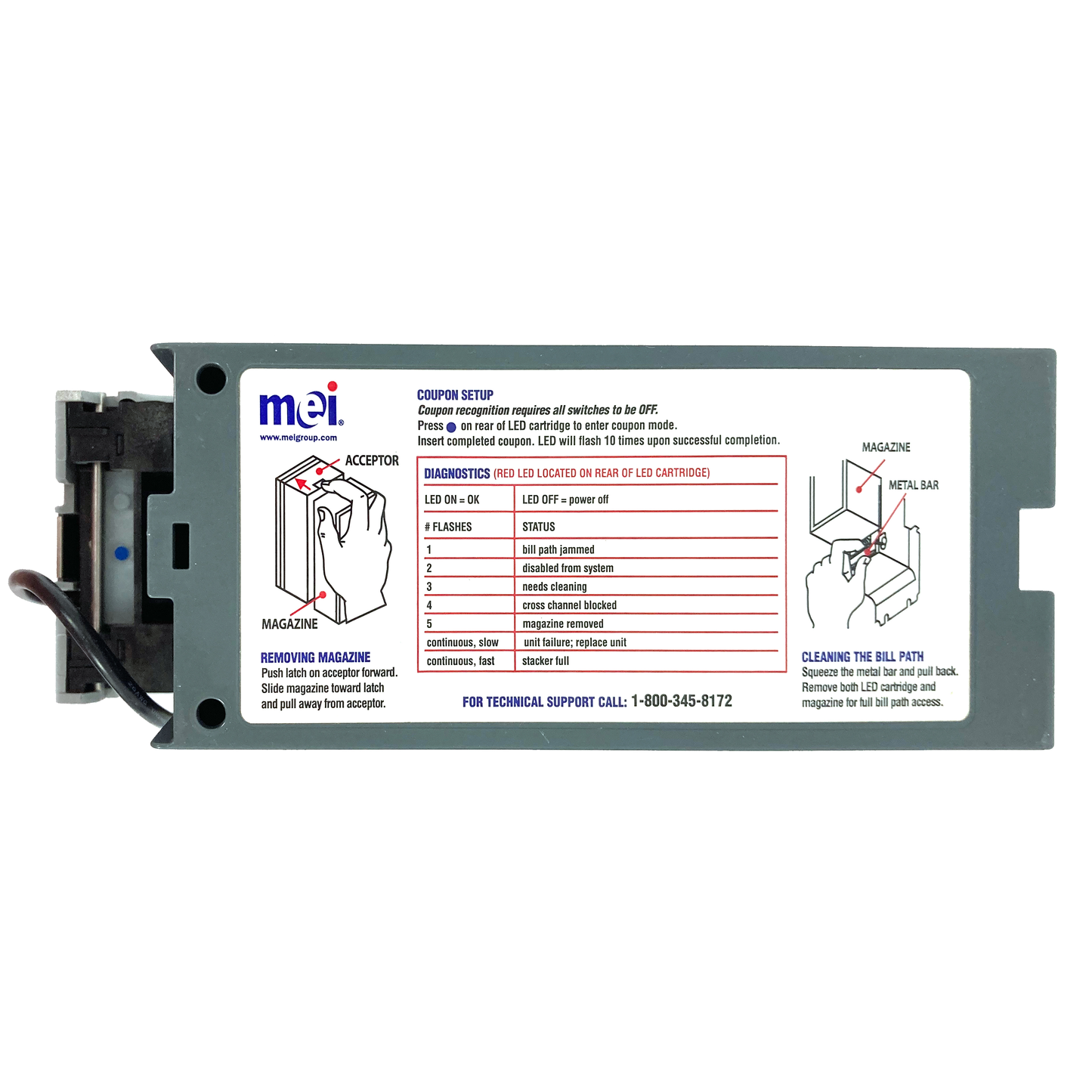This MEI Bill Acceptor was the standard for most Pennsylvania Skill machines made prior to the Summer of 2019.