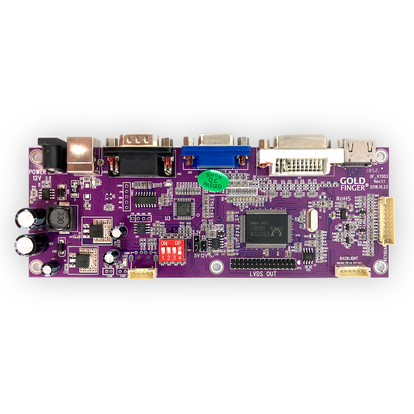 An AD Board is used in all motherboards for I/O control and power.
