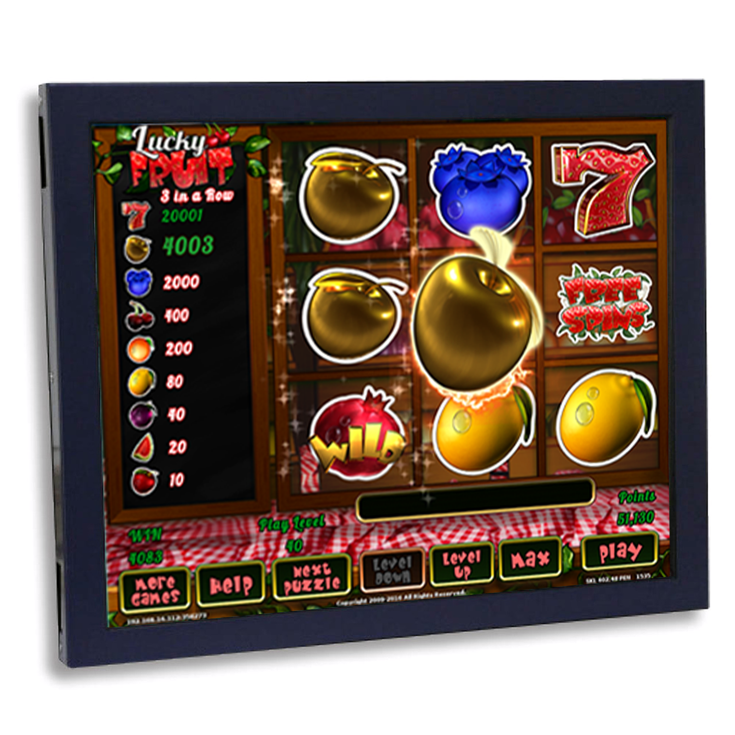 Sold by Miele Manufacturing (Miele MFG). 17” Goldfinger Monitor: Used. Used with Pennsylvania Skill (PA Skill) Barfly Cabinet. 17” Touchscreen LCD Monitor. PA Skill is powered by Pace-O-Matic (POM).