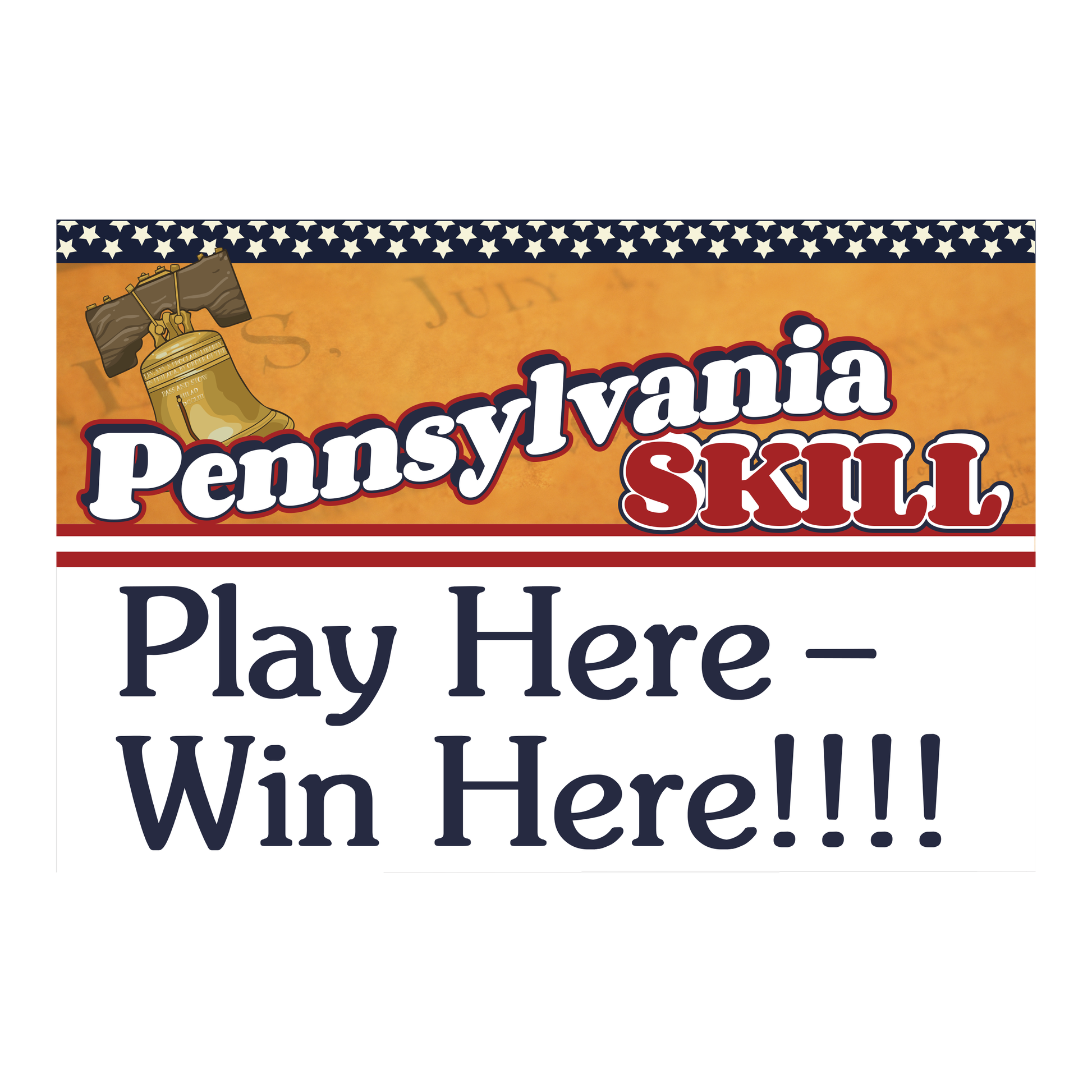 Promote your Pennsylvania Skill games with a "Play Here/Win Here" Yard Sign to market your location to the public. Printed and designed by Fastsigns of Muncy. Sold by Miele Manufacturing.