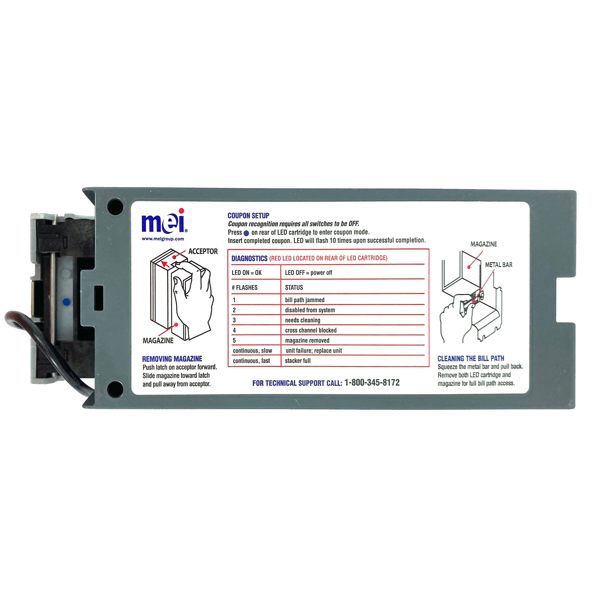This MEI Bill Acceptor was the standard for most Pennsylvania Skill machines made prior to the Summer of 2019. Sold by Miele Manufacturing.