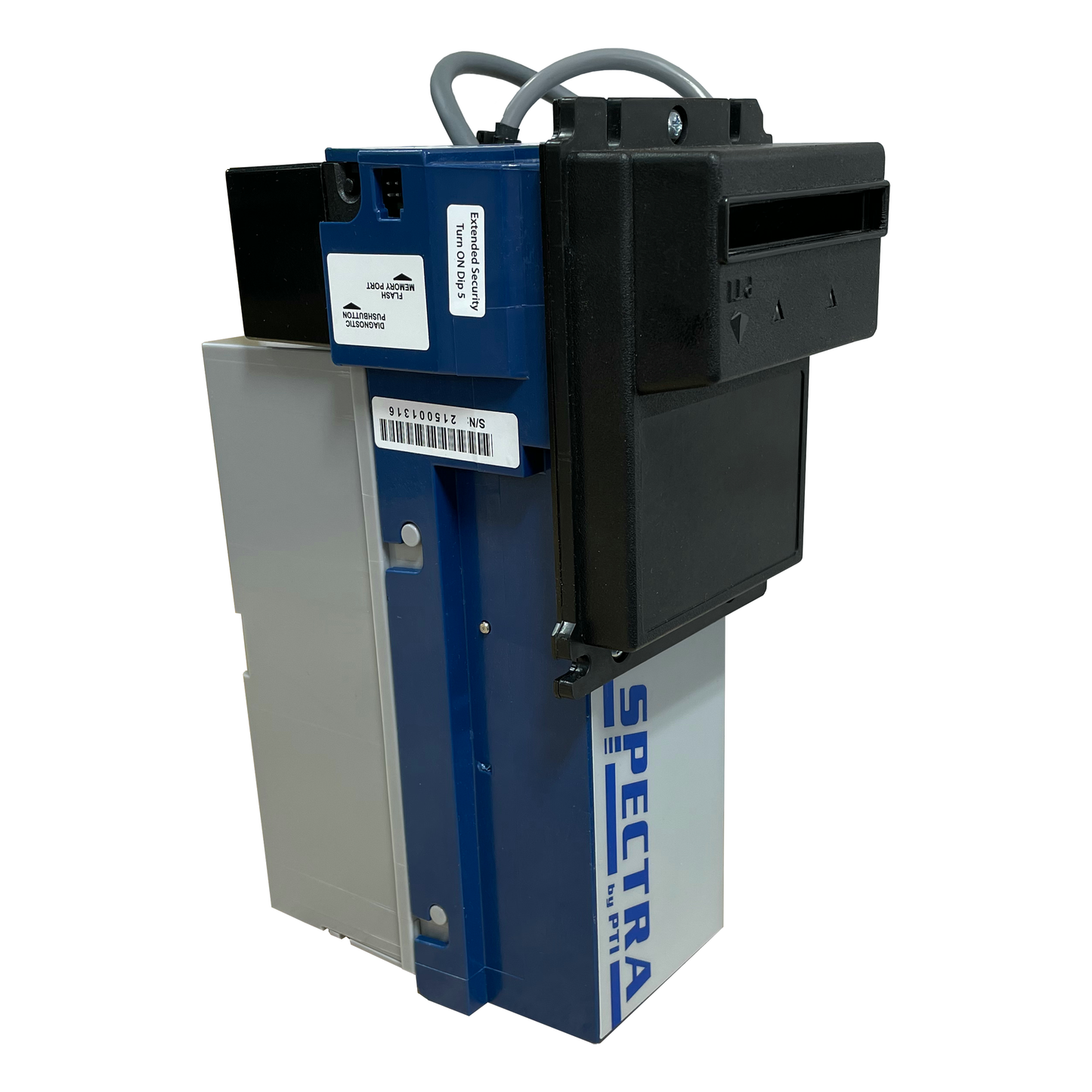 Pyramid APEX SPECTRA Bill Validator S600-UC1 (USA) has been added to the Apex line of products that showcases a highly luminescent bezel design with drains for dust and debris.  This is in conjunction with the Dual Configuration mode that customers have come to rely on.