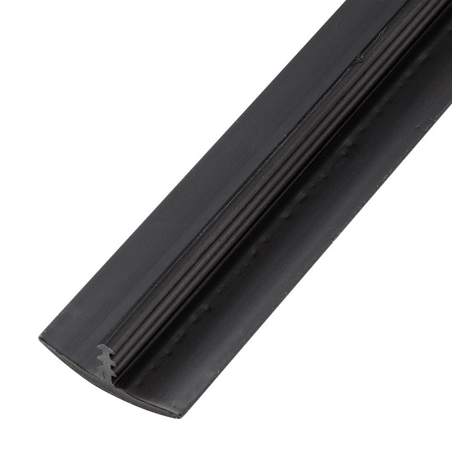 This black, 1’L x ¾”W, T-Molding features a metallic center strip and comes as one piece based on quantity ordered. 1’L x 3/4"W. Sold by Miele Manufacturing.
